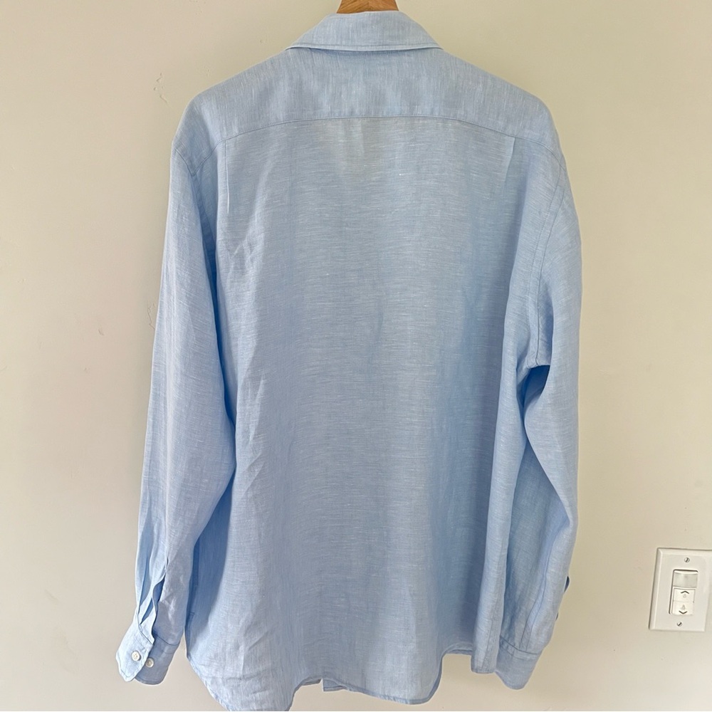 Uniqlo Linen Shirt Classic Fit Light Blue Shirt, Size XL - Picture 3 of 9